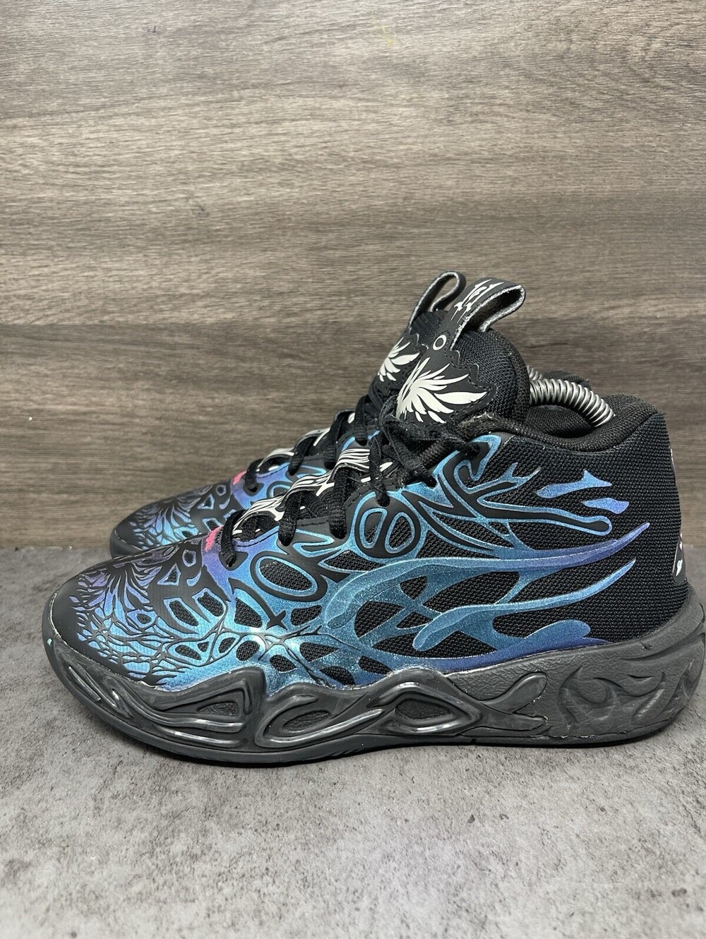 Puma LaMelo Ball MB.04 Reflections Kids Size 5 Black Blue Basketball 311316-01